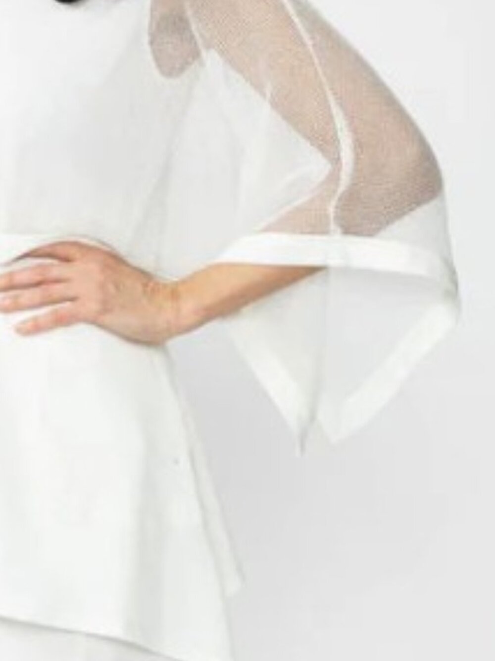 IC Collection White Mesh Poncho Style Tunic - S - Picture 2 of 5